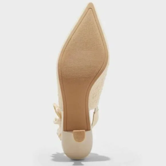 a new day NWT Milan Pearl Embellished Ivory Slingback Heels Bridal Formal Dressy - Picture 4 of 6